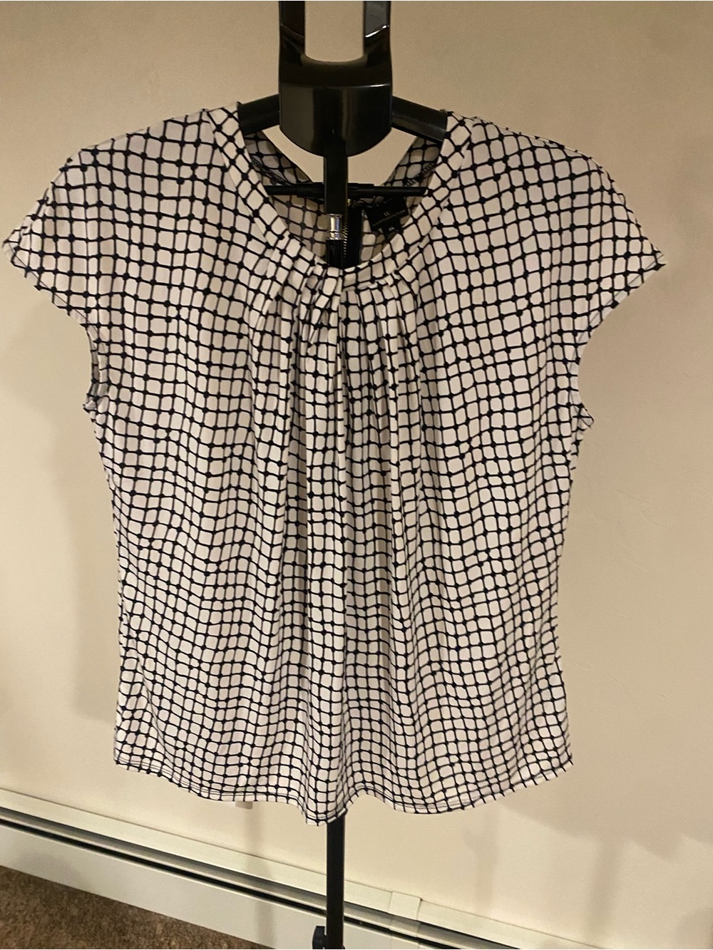 Worthington White Top with Black Grid Pattern